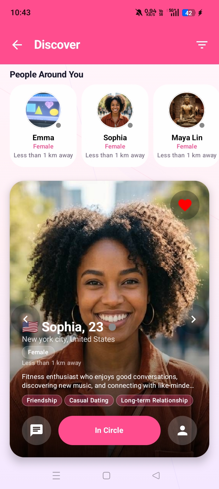 NearMate Discover screen