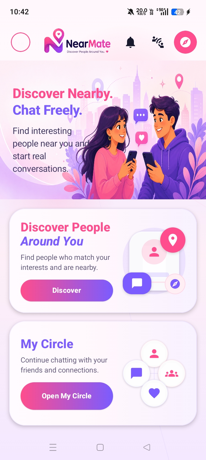 NearMate Home screen
